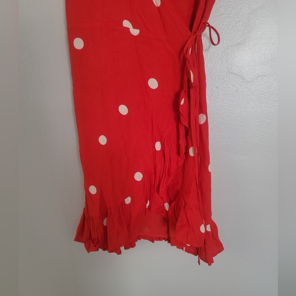 Rails Madison Scarlet PolkaDots Mini Wrap 100% Rayon dress Size L - Picture 13 of 16
